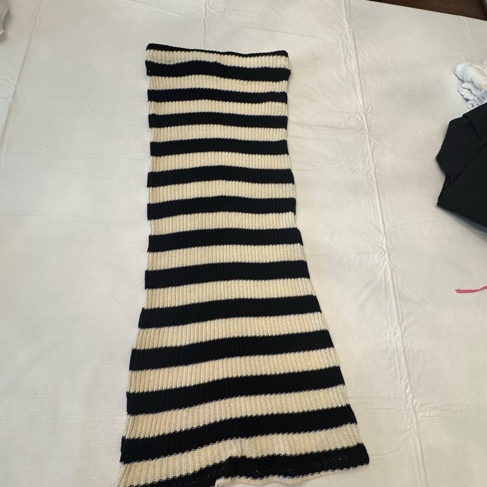 Black and Cream Striped Knit Skirt